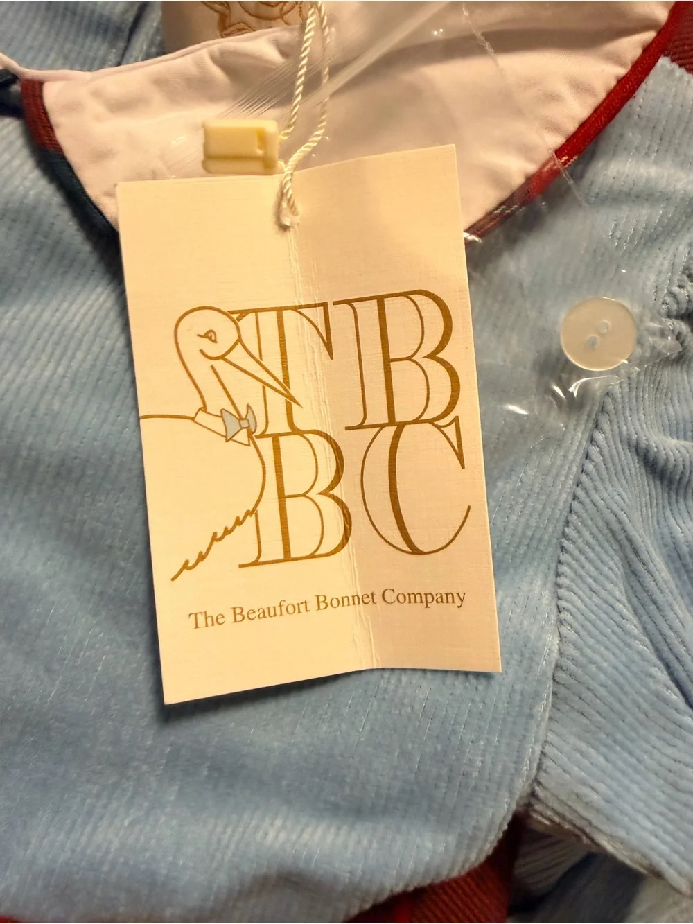 The Beaufort Bonnet Company Light Blue Dress with Red Plaid Waistband NWT 3t